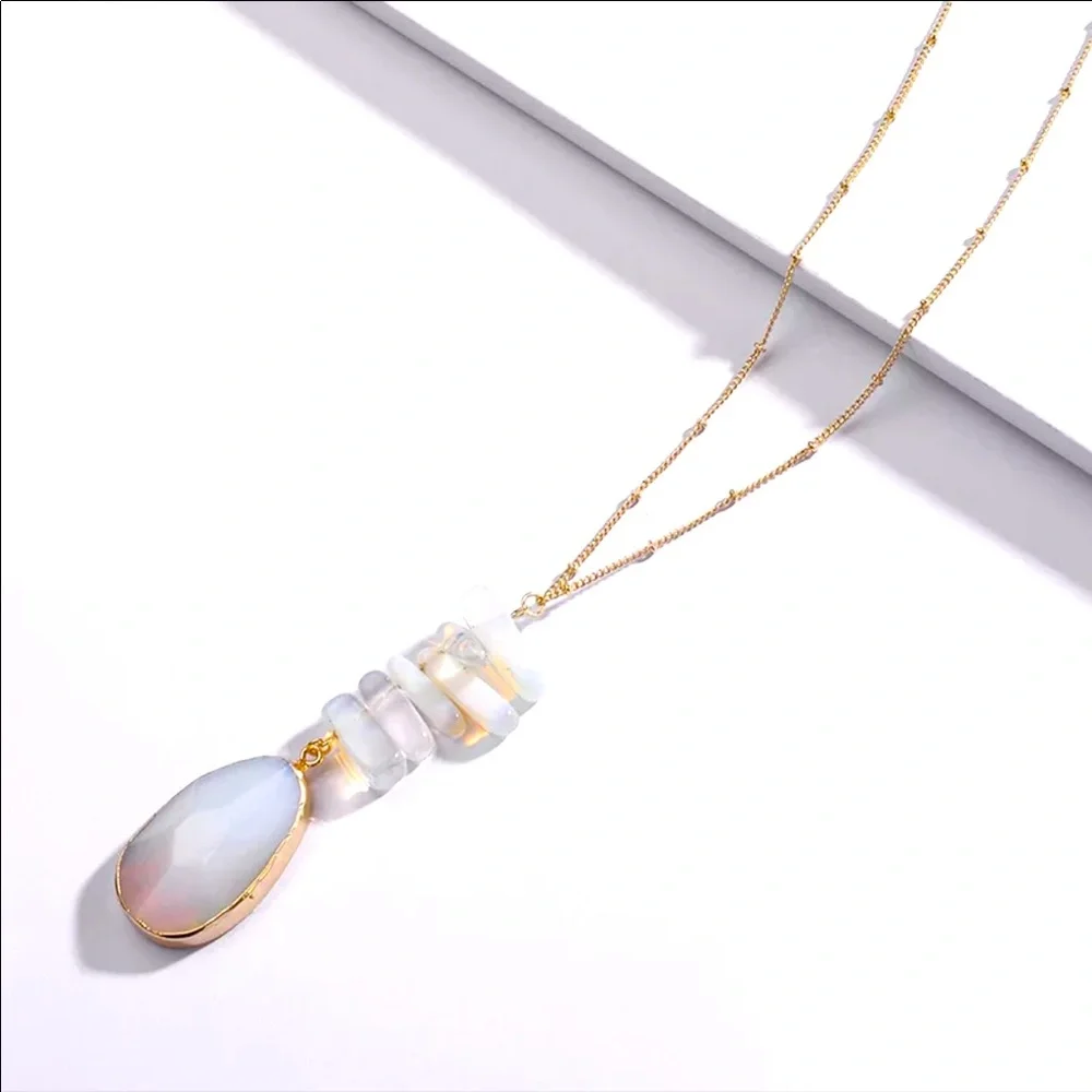 Opal Sea Glass Pendant Necklace - Picture 3 of 4